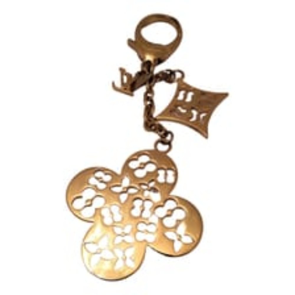 Authentic LOUIS VUITTON Ivy Flower Bag Charm Gold Tone M67930